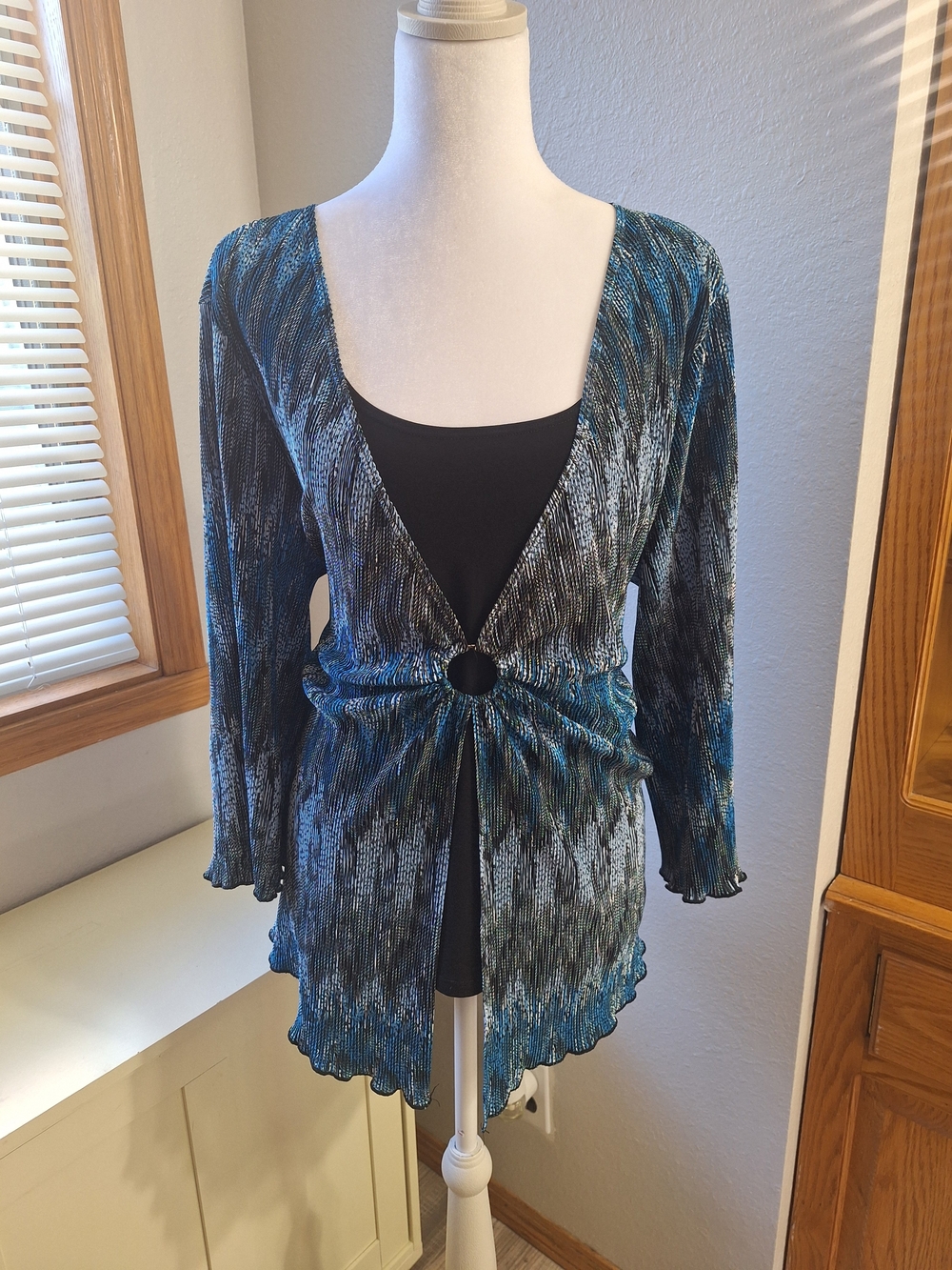 Vintage Y2K Notations Blue and Black Ring-Front Tunic